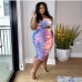 5Plus Size Cut Out Colorful Sleeveless Drawstring Dress