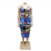 7Plus Size Cut Out Colorful Sleeveless Drawstring Dress