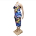 8Plus Size Cut Out Colorful Sleeveless Drawstring Dress