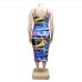 9Plus Size Cut Out Colorful Sleeveless Drawstring Dress