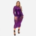 1Plus Size Hollow Out Long Sleeve Maxi Dress