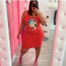 3Plus Size Printed Sleeveless Knee Length Dress