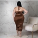 12Plus Size Ruched Backless Halter Midi Dress