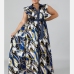 5Plus Size Short Sleeve Register Print Maxi Dress