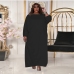 3Plus Size Solid Loose Long Sleeve Maxi Dress