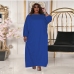 5Plus Size Solid Loose Long Sleeve Maxi Dress