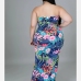 4Printed Strapless Plus Size Maxi Dresses For Women