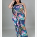1Printed Strapless Plus Size Maxi Dresses For Women