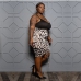 3Ruched Leopard Sleeveless Plus Size Dresses