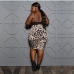 4Ruched Leopard Sleeveless Plus Size Dresses
