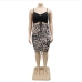 8Ruched Leopard Sleeveless Plus Size Dresses