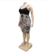 9Ruched Leopard Sleeveless Plus Size Dresses