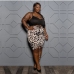 1Ruched Leopard Sleeveless Plus Size Dresses