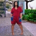 3PLus Size Casual Contrast Color Short Sleeve Rompers