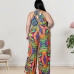 3Printed Sleeveless Plus Size Jumpsuits For Women