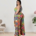 4Printed Sleeveless Plus Size Jumpsuits For Women