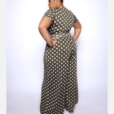 Casual Dots Printed Plus Size 2 Piece Sets