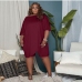 5Casual Solid Plus Size 2 Piece Sets For Women