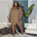 6Casual Solid Plus Size 2 Piece Sets For Women