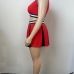 6Contrast Color Pleated Plus Size 2 Piece Skirt Sets