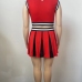 7Contrast Color Pleated Plus Size 2 Piece Skirt Sets