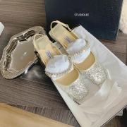  Leisure Time Sequins Square Toe Women Sandals