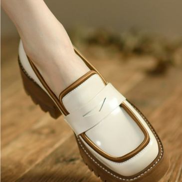 British Style Patent Leather Thick-Soled Out Door Shoes