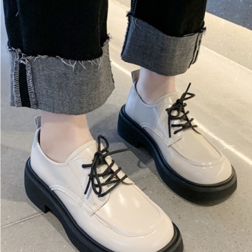 British Style Round Toe Lace Up Leather Shoes