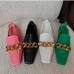 6Chain Square Toe Flat Ladies Slip On Shoes