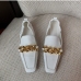 8Chain Square Toe Flat Ladies Slip On Shoes