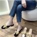 3Contrast Color Bow Closed Toe Slip On Mules