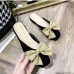 4Contrast Color Bow Closed Toe Slip On Mules