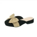 7Contrast Color Bow Closed Toe Slip On Mules