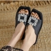 13Fashion Rhinestone Square Toe Summer Flats