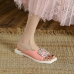 6Fashion Rhinestone Square Toe Summer Flats