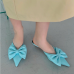 1Fashion Solid Bowtie Pointed Thin Heels Out Door Shoes