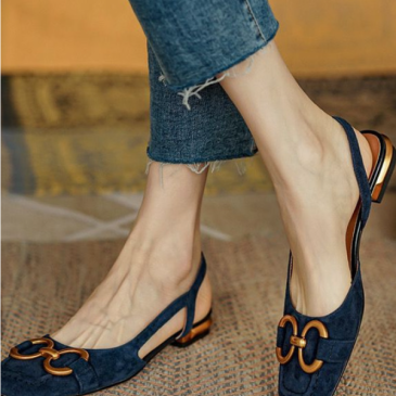 Fashion Square Toe One-Buckle Women Flats