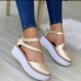 3Hollow Out Round Toe Wedge Flats For Women