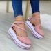 1Hollow Out Round Toe Wedge Flats For Women