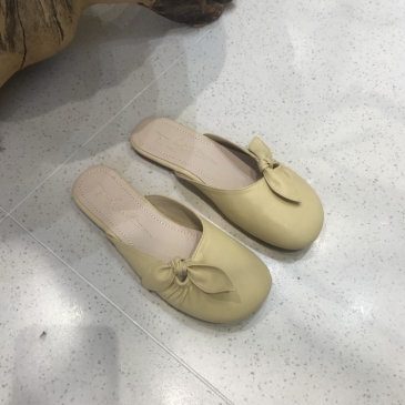 Korean Style Round Toe Bow Mules Shoes