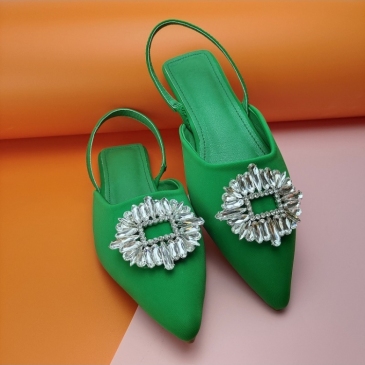 Ladies Vintage Rhinestone Slip On Flats