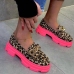 1Leopard Contrast Color Ladies Slip On Shoes