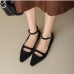 3Pointed Toe Bow Ankle Strap Flats