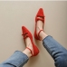 1Pointed Toe Bow Ankle Strap Flats