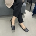 4Retro Style Chain Slip On Square Toe Flats