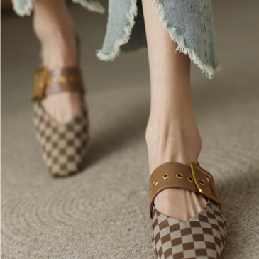 Vintage Plaid Mary Jane Flats For Women