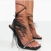 7 PU Fashion Rhinestone Square Toe Goblet Heels