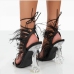 9 PU Fashion Rhinestone Square Toe Goblet Heels