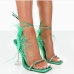 10 PU Fashion Rhinestone Square Toe Goblet Heels
