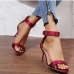 17 PU  Solid Fashion Ankle Strap Heels